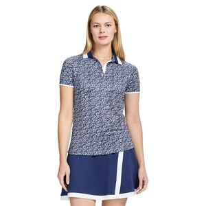 Izod Women's Printed Collared Polo Shirt Top Tee L